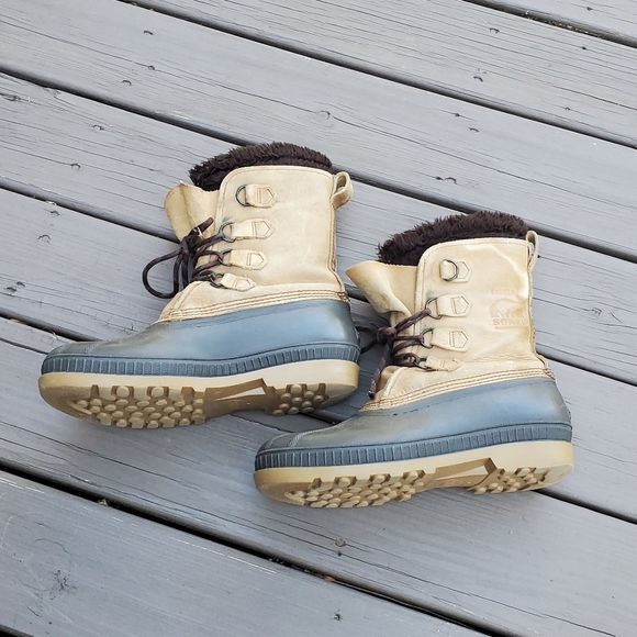Vintage 90s Sorel Badger Leather Winter Snow Duck Boots Waterproof Wool Liner 10 - Picture 3 of 8